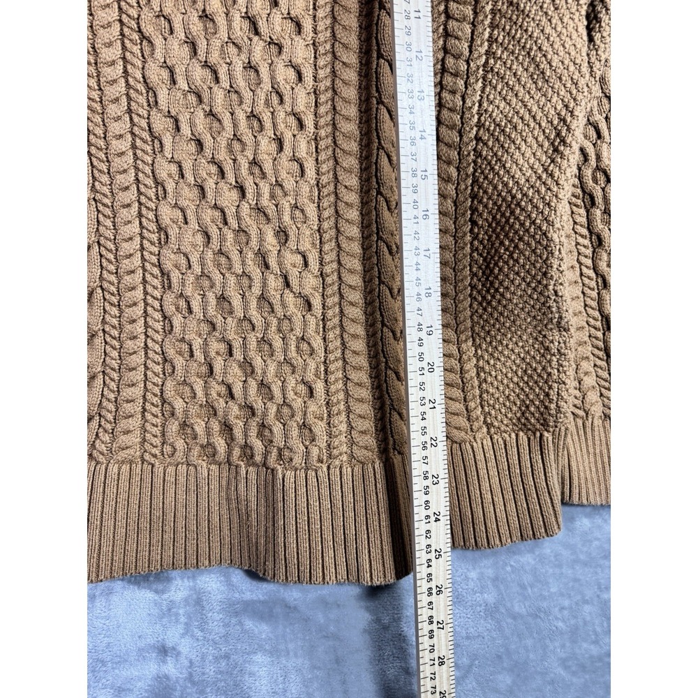 J Crew Fisherman Cable Knit Chunky Pullover Sweater Brown Womens Large Cotton - Picture 8 of 8